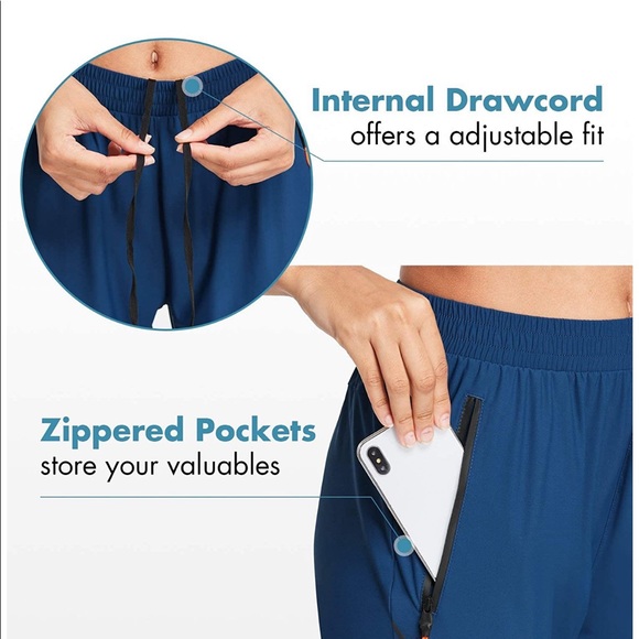 NWT BALEAF Blue Crop Athletic Dry Zip Joggers Pant - Picture 7 of 11